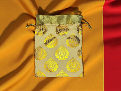 Traditional Beige & Gold Brocade Potli Bag (pack of 10))