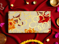 Glossy Circular Golden Fabric Shagun Envelope