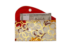 Glossy Circular Golden Fabric Shagun Envelope