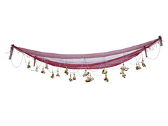 Golden Floral Hangings & Bead Chains Bridal Entry Chadar with