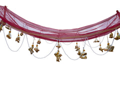 Golden Floral Hangings & Bead Chains Bridal Entry Chadar with