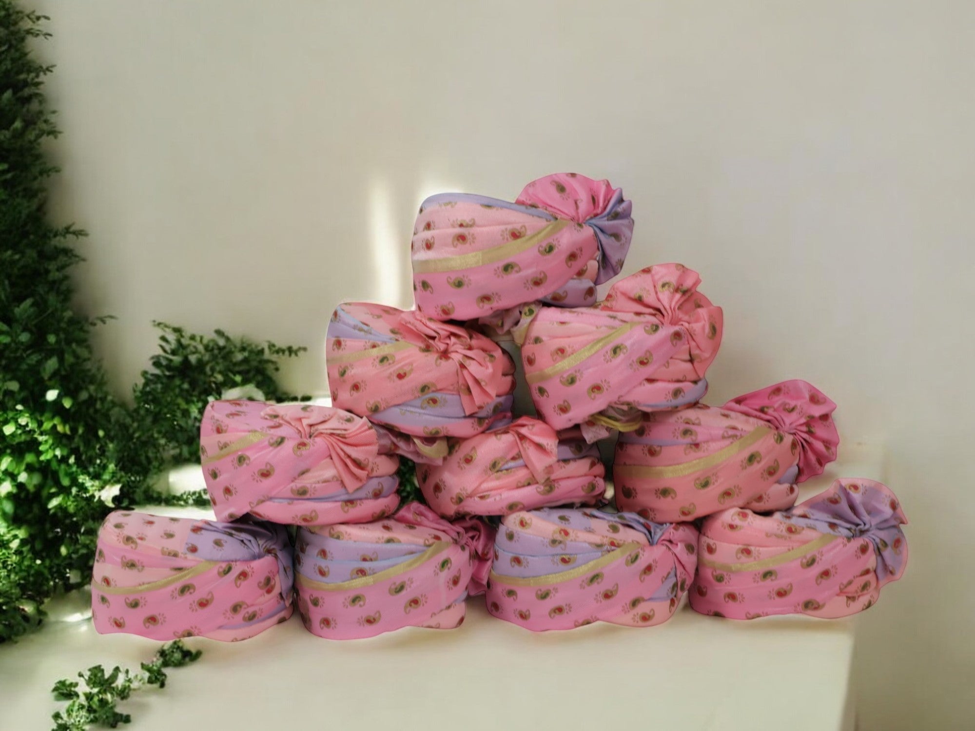 Golden Paisley Pink Baraati Pagdi