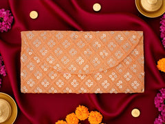 Golden Peach Sequins Embroidered Shagun Envelope