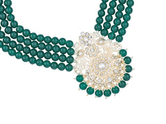 Green Bead Groom’s Mala with Ornate Pendant