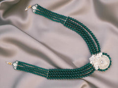 Green Bead Groom’s Mala with Ornate Pendant