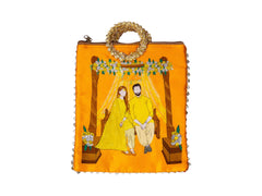Haldi Themed Potli Bag with Designer Handle - Orange - Image 2