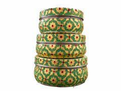 Handcrafted Meenakari Steel Laddoo Box | Green (Pack of 3)