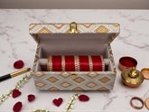 Handcrafted Pearl & Brocade Chooda Box - Blue