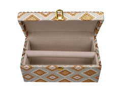 Handcrafted Pearl & Brocade Chooda Box - Blue