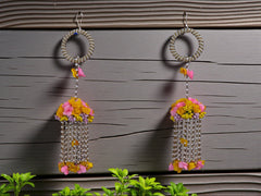 Handmade Bridal Floral Kaleera - Baby Pink-Yellow