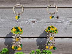 Handmade Bridal Floral Kaleera - green-Yellow