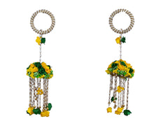 Handmade Bridal Floral Kaleera - green-Yellow