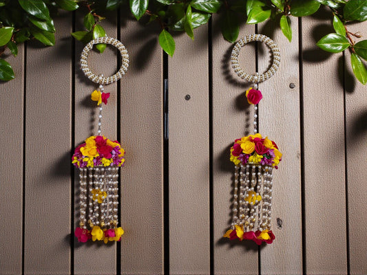 Handmade Bridal Floral Kaleera - Pink-Yellow