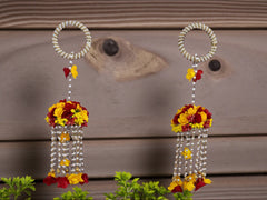 Handmade Bridal Floral Kaleera - Red-Yellow