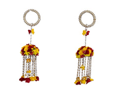 Handmade Bridal Floral Kaleera - Red-Yellow