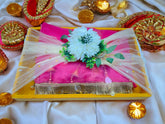 Premium Yellow Velvet Packing Tray with Floral Velcro Belt