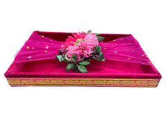 Premium Pink Velvet Packing Tray with Floral Velcro Belt