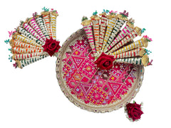 Designer Mirror Mehendi Thaal – Floral Cone Arrangement
