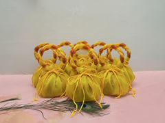 Yellow Tie Wrap Potli Bag (Pack of 10)