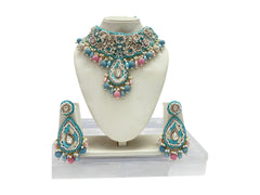 Handcrafted Pastel Blue Zardozi Jewellery