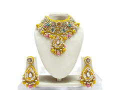Handcrafted Pastel Yellow Zardozi Jewellery