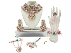 Handcrafted Pastel Pink Zardozi Jewellery