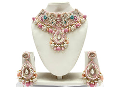Handcrafted Pastel Pink Zardozi Jewellery