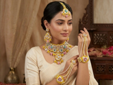 Handcrafted Pastel Yellow Zardozi Jewellery