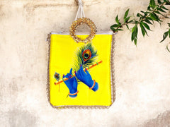 Krishna Flute Bag with Golden Handle - Yellow - Image 1
