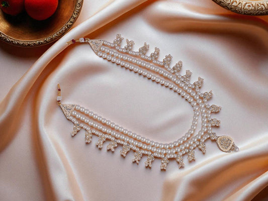 Maharaja Style Pearl Groom Mala with Kundan Detailing