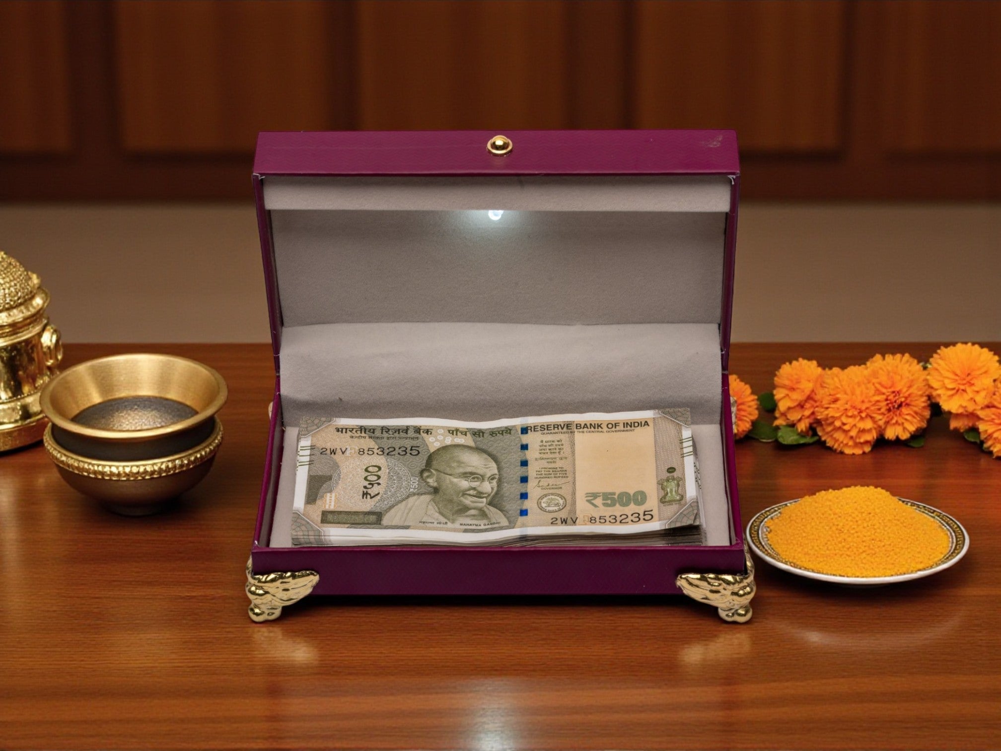Maroon Floral Cash Gift Box