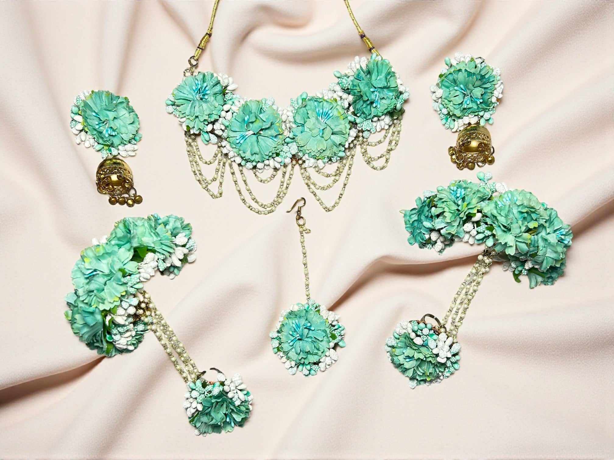 Mint Elegance Bridal Floral Jewellery