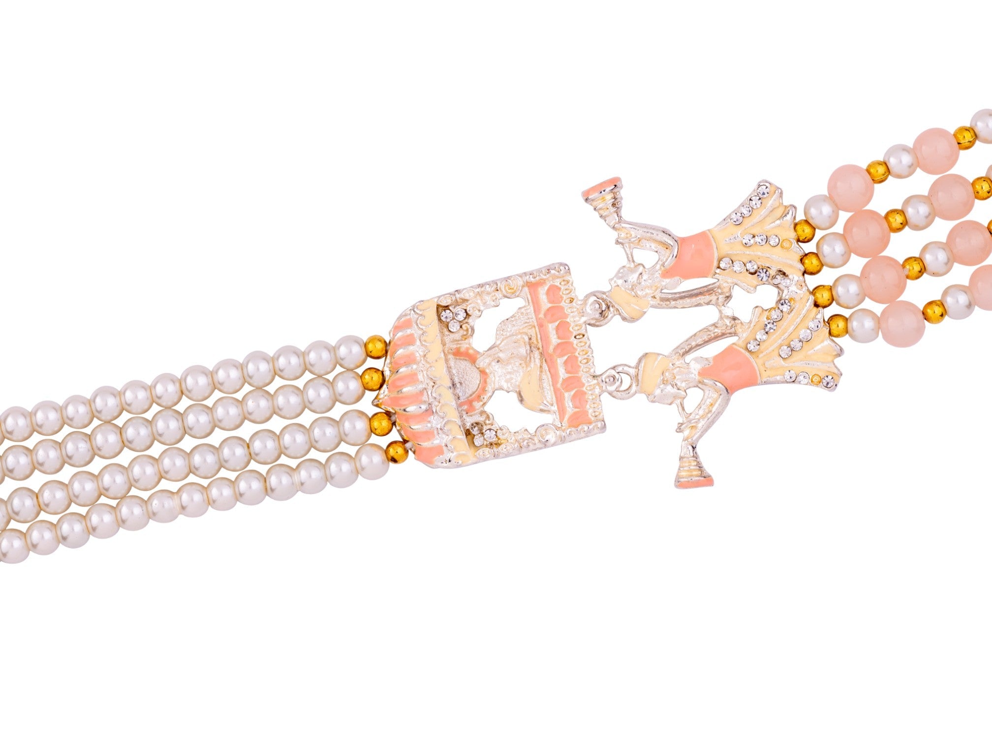 Multi-Layer Peach Bead Groom’s Mala with Shehnai Pendant