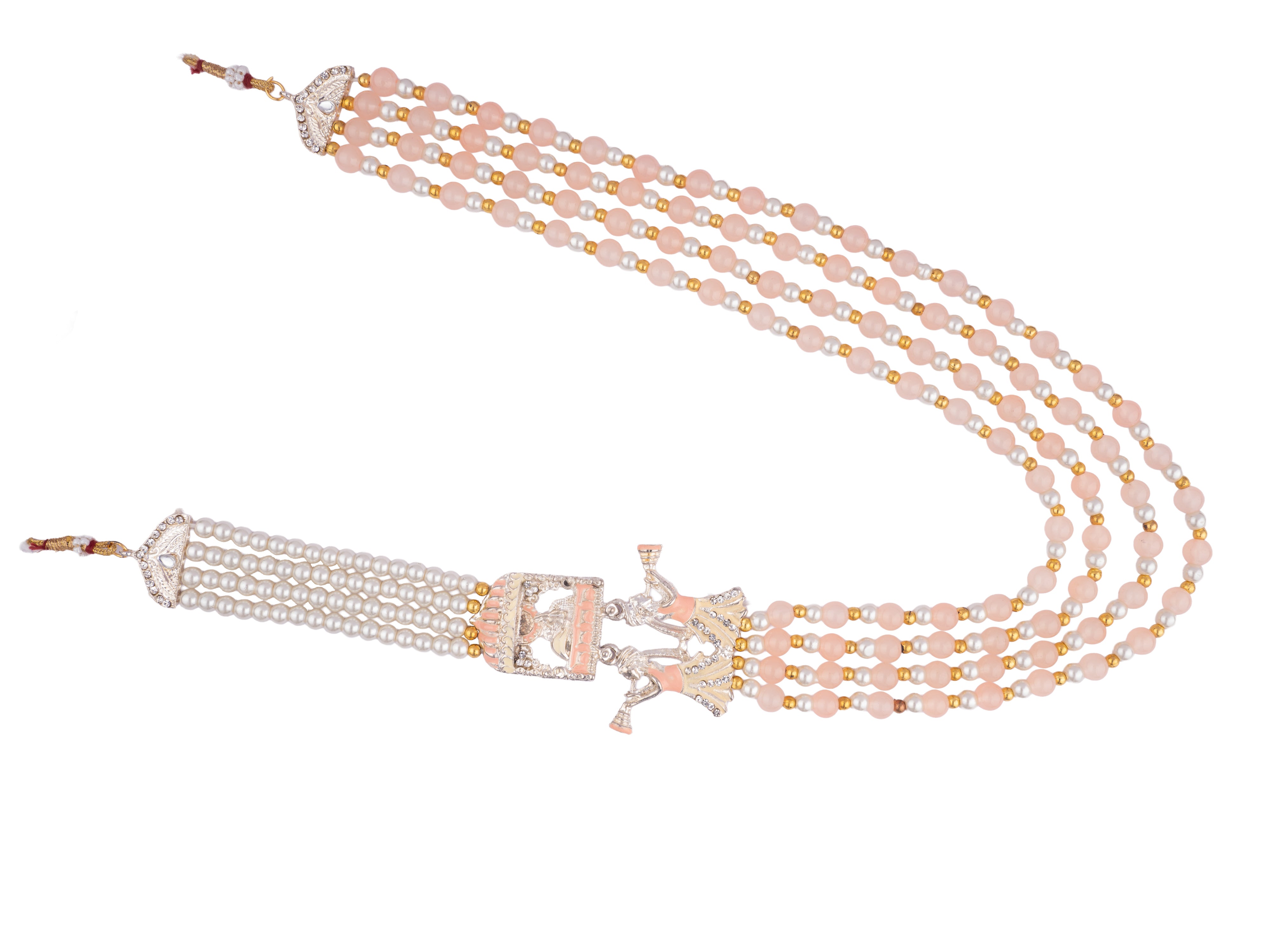 Multi-Layer Peach Bead Groom’s Mala with Shehnai Pendant