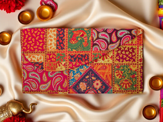 Multicolor Patchwork Print Shagun Envelope