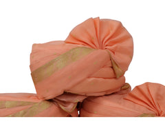 Peach Silk Baraati Pagdi with Golden Border