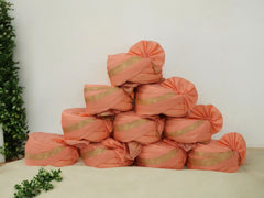 Peach Silk Baraati Pagdi with Golden Border