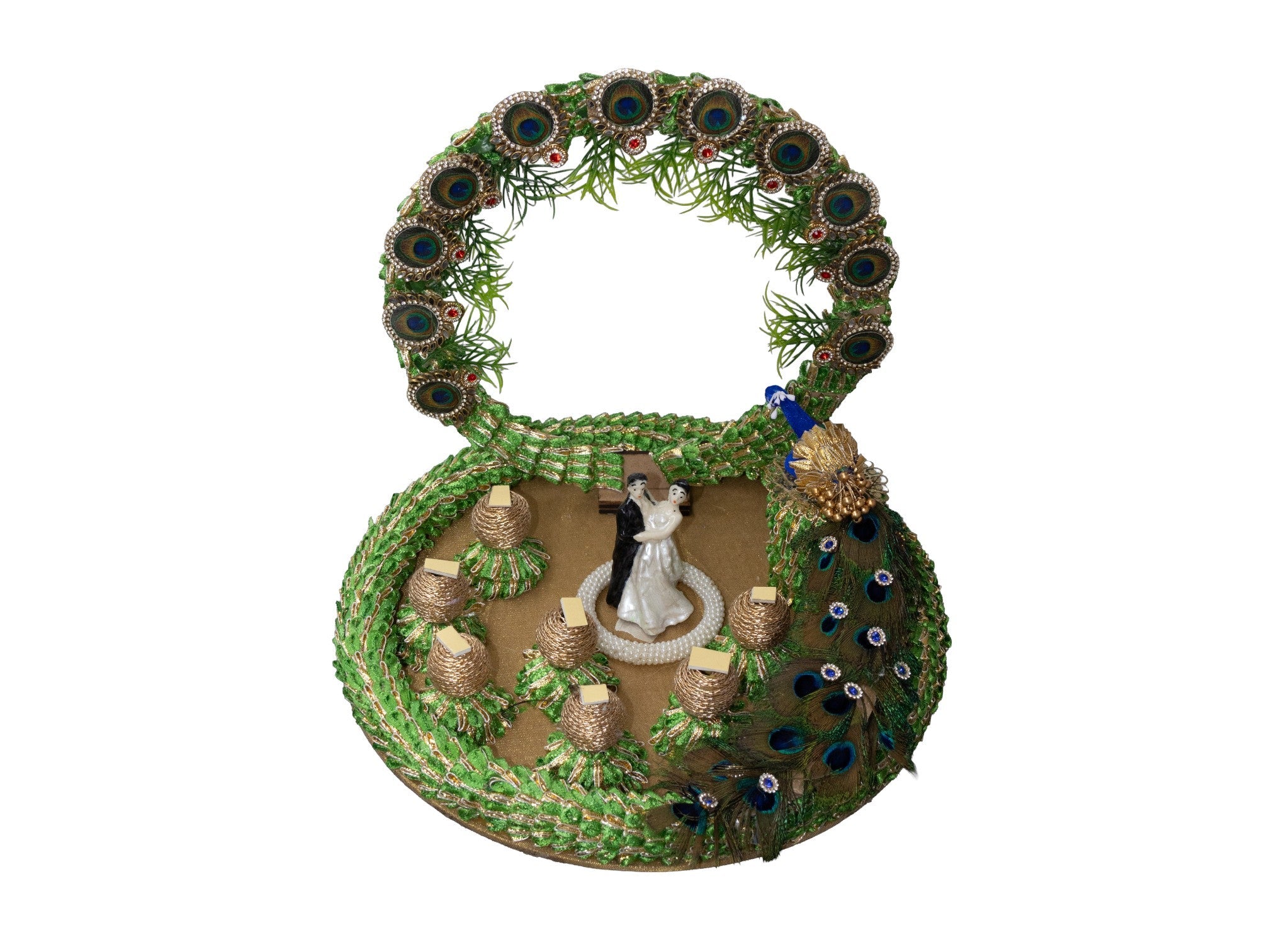 Peacock-Themed Ginni Coin Platter – Decorative Engagement & Wedding Tray