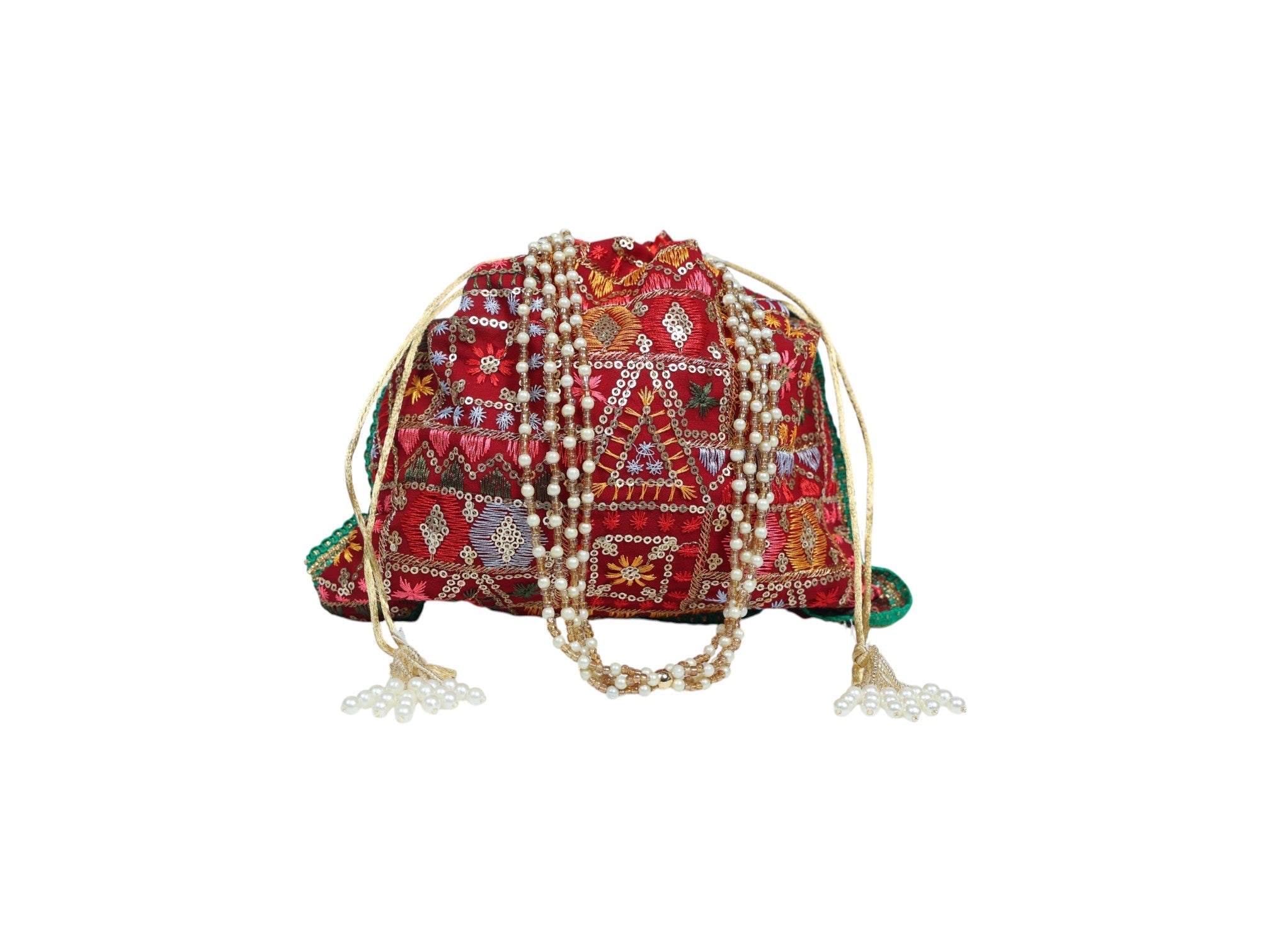 Phulkari Handcrafted Potli - Maroon - Image 2