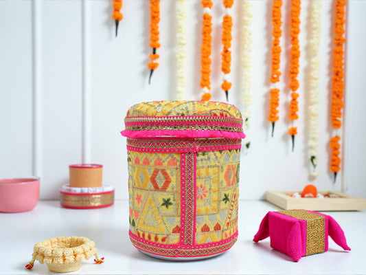 Phulkari Handcrafted box - Yellow