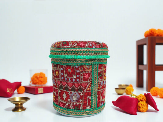 Phulkari Handcrafted Box - Maroon