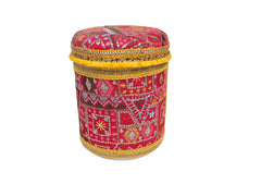 Phulkari Handcrafted box - Rani Pink