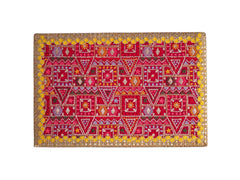 Phulkari Handcrafted Chowki - Rani Pink