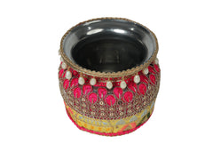 Phulkari Handcrafted Decorated Lota - yellow