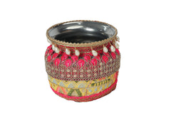Phulkari Handcrafted Decorated Lota - yellow