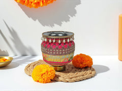 Phulkari Handcrafted Decorated Lota - yellow