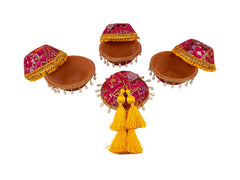 Phulkari Handcrafted manda - Rani Pink