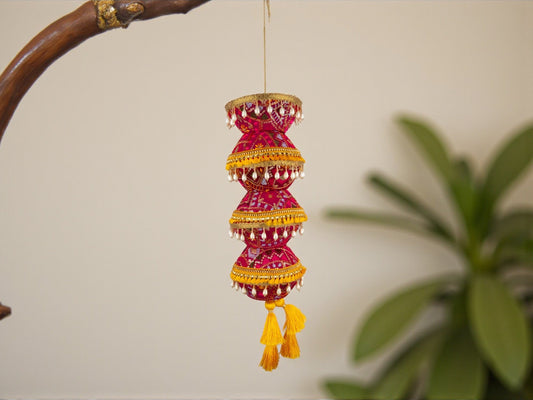 Phulkari Handcrafted manda - Rani Pink