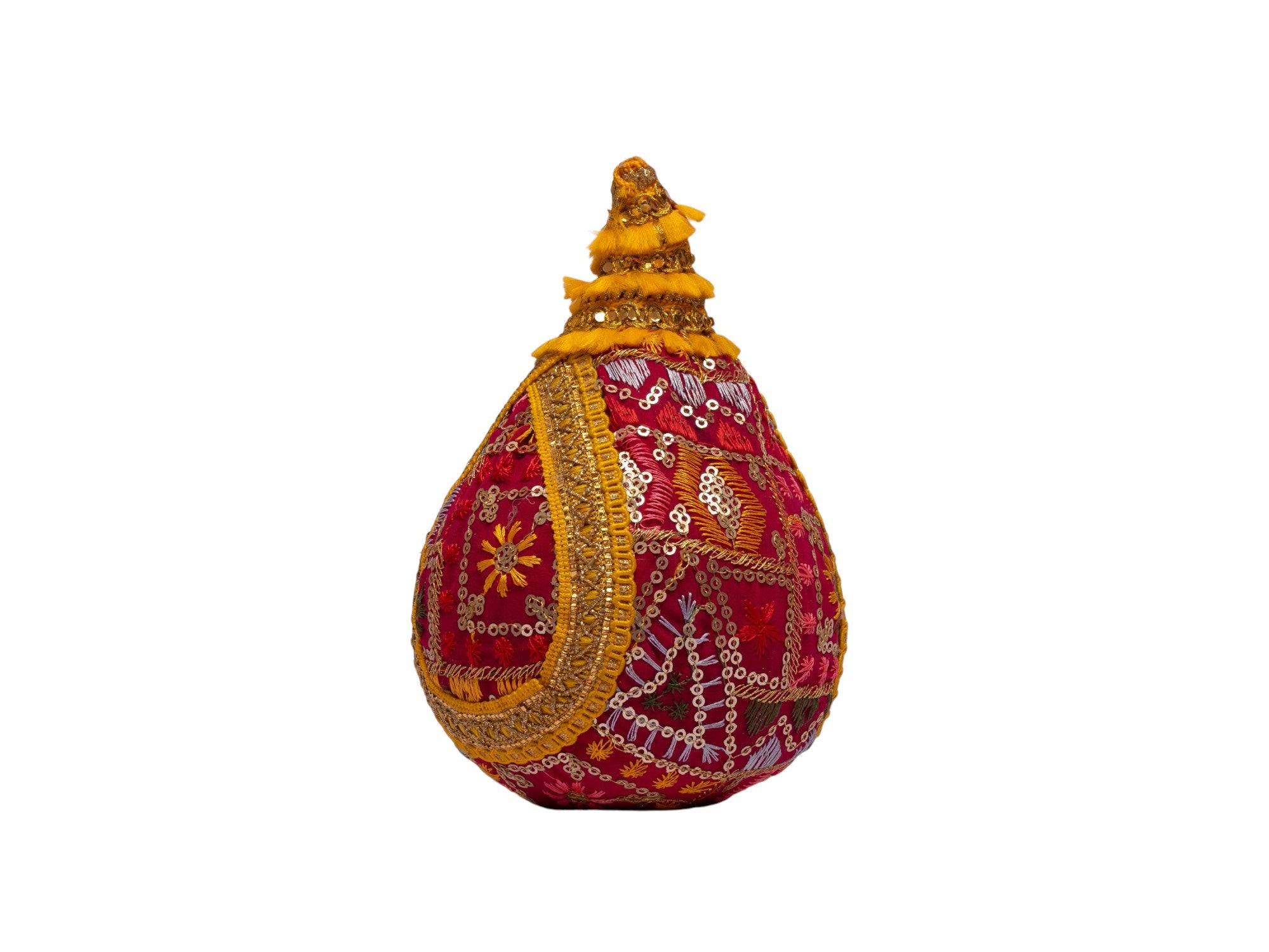 Phulkari Handcrafted nariyal - Rani Pink