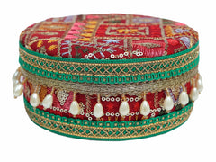 Phulkari Handcrafted Laddoo Box - Maroon